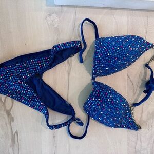 SOLD: Wellness/Figure Velvet Blue Bikini